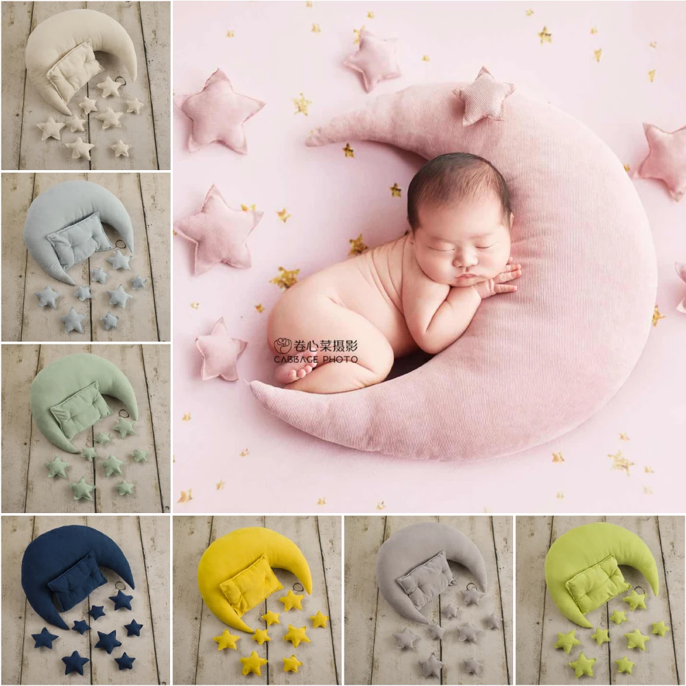 

Moon + Pillow + Star / Set For Baby Boy Girl Newborn Photography Props Accessories The Photo Shoot New Born Accessory Shooting