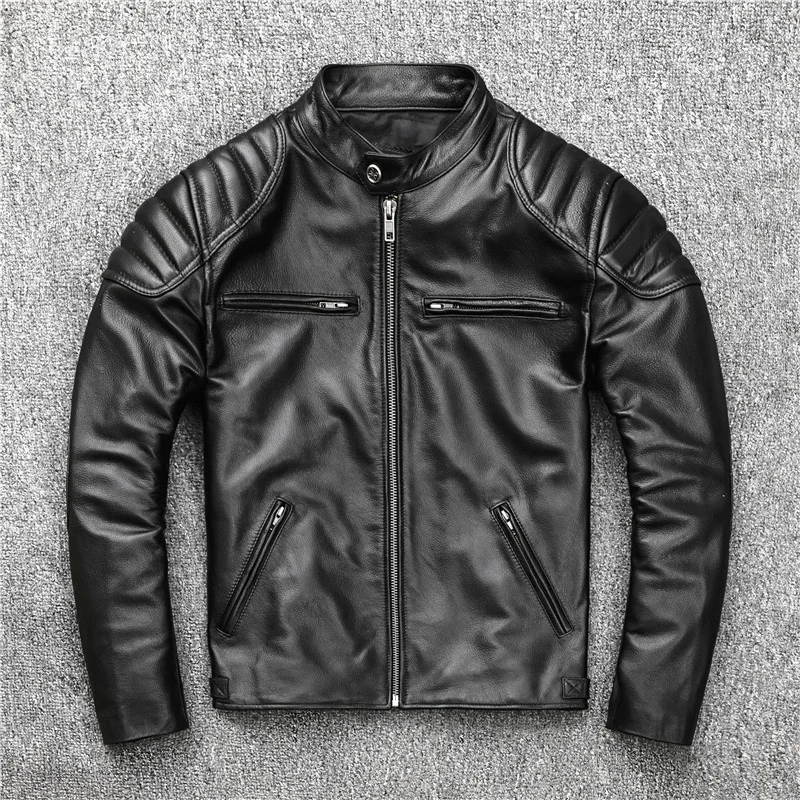 Leather Mens Jacket Real Cowhide Coat Spring Autumn Genuine Leather Jackets for Men Chaqueta Cuero Hombre KJ2207