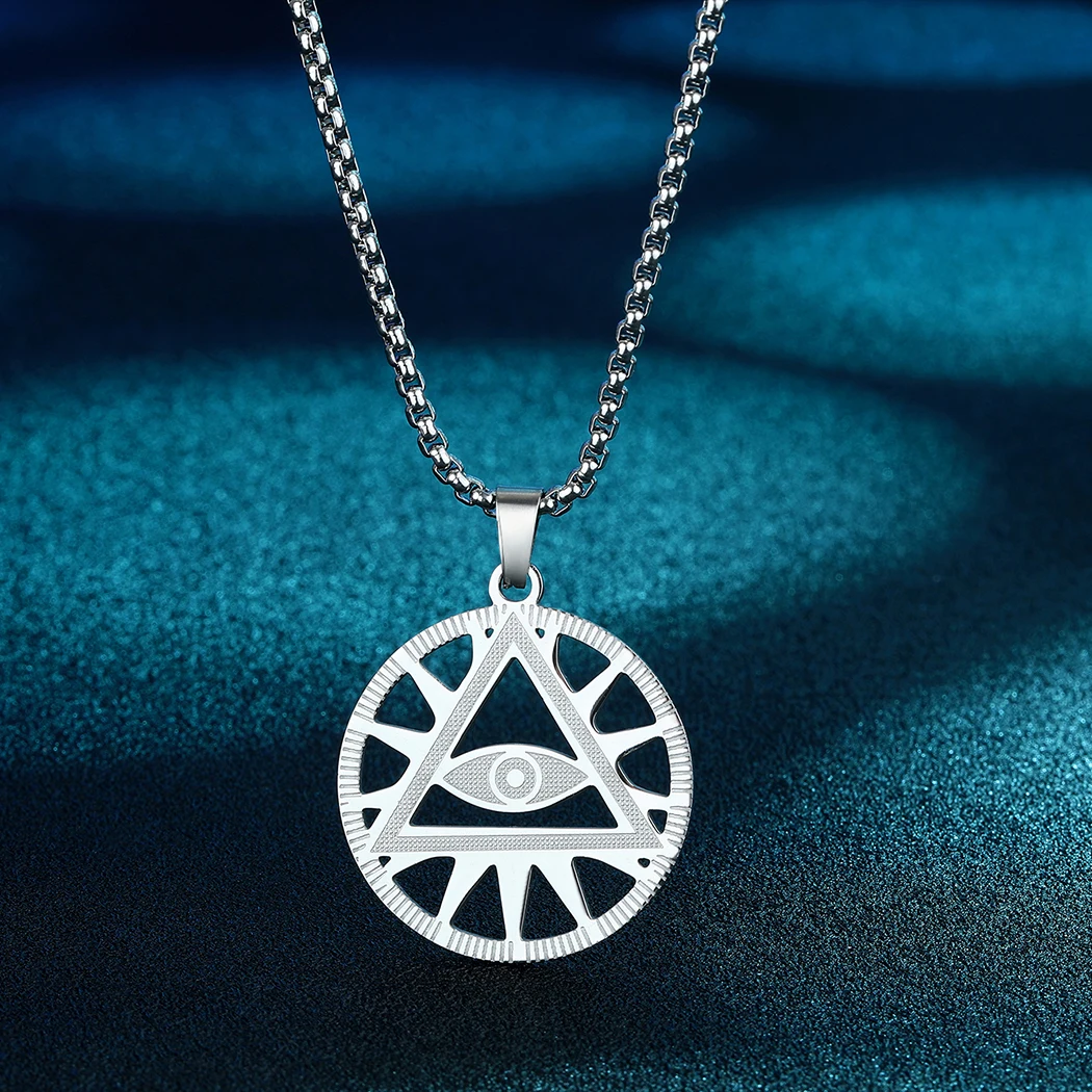 Chandle All-Seeing-Eye of Providence Illuminati Pyramid Charm Necklace for Men