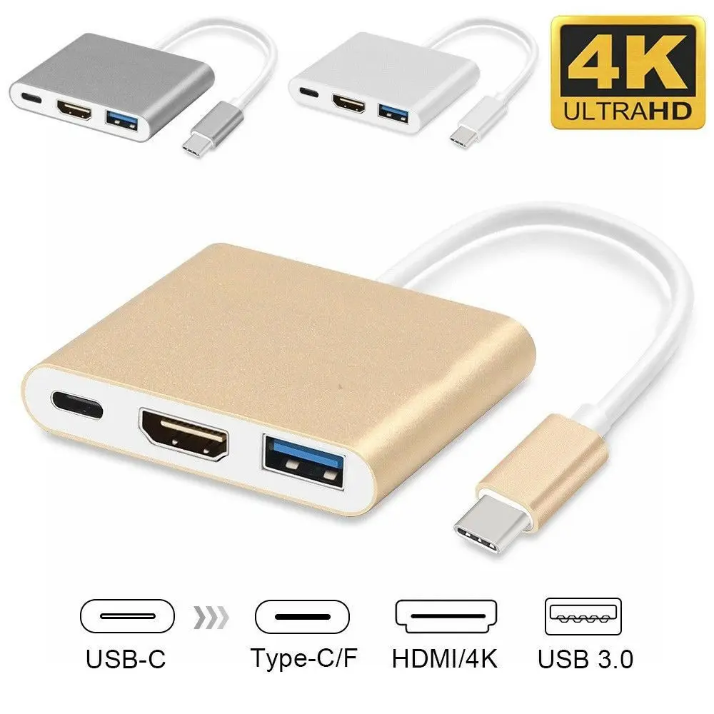 Type C USB 3.1 to USB-C 4K HDMI-compatible Adapter Cable 3 in 1 Hub For Samsung Note 9 8 S9