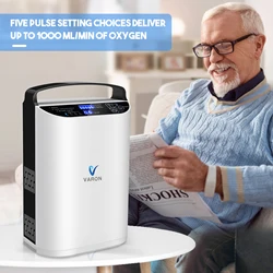 VARON Portable 5L Oxygen Machine Pulse Flow Oxygen Concentrator For Medical Home Use And Travel Outdoor Care With Battery Use