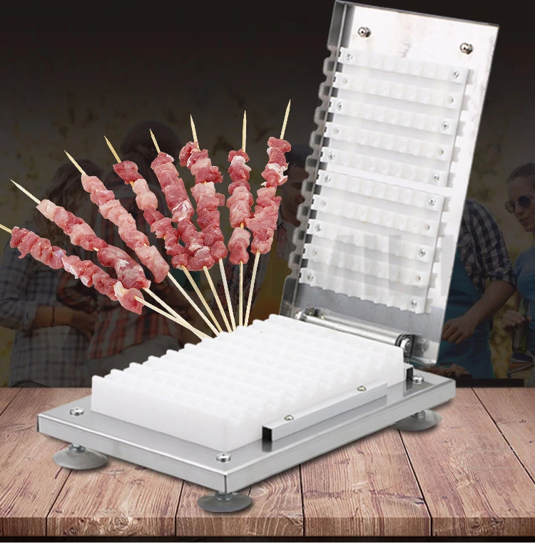 CANDIMILL Manual Mutton Kebab Maker Stainless Steel Meat Satay Skewer Kebab Meat Wear String Machine Grilling BBQ Tools