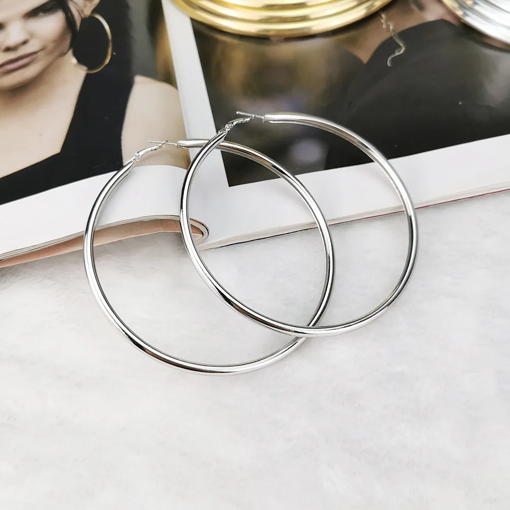 BLIJERY Exaggerated Oversize Metal Hoop Earrings Gold Color Smooth Big Circle Earrings for Women Punk Jewelry Boucles d\'oreilles