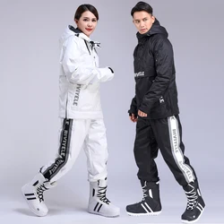 New Men Women Couple Ski Suit Warm Winter Ski Hoodie Set Windproof Waterproof Jacket and Pants Skiing Snowboard Suit Unisex