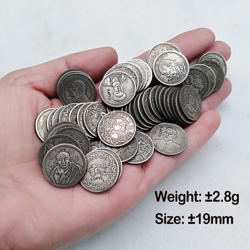 50pcs Chinese coins 19mm Lucky  Feng Shui Silver Coins Different kinds of Copy Coin