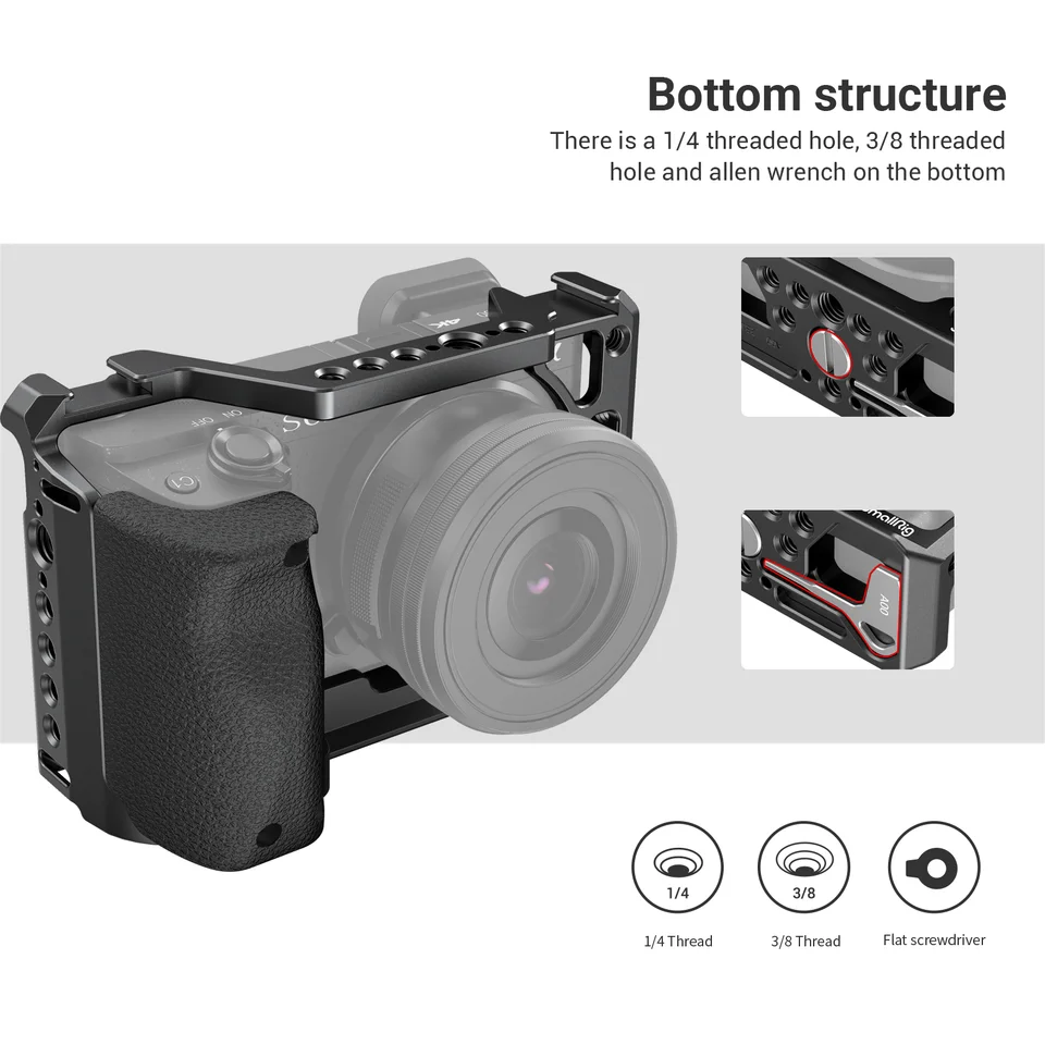 SMALLRIG Cage Avec Poignée Silicone Pour Sony A6100 A6300 A6400 - 3164B
