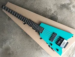 Headless Green Body Left-Handed Electric Guitar,Rosewood fingerboard,Black hardware,Provide customized service