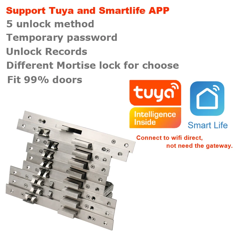 RAYKUBE Tuya Fingerprint Door Lock Smart Card / Digital Code / Keyless Electronic Lock Home Office Security Mortise Lock X3