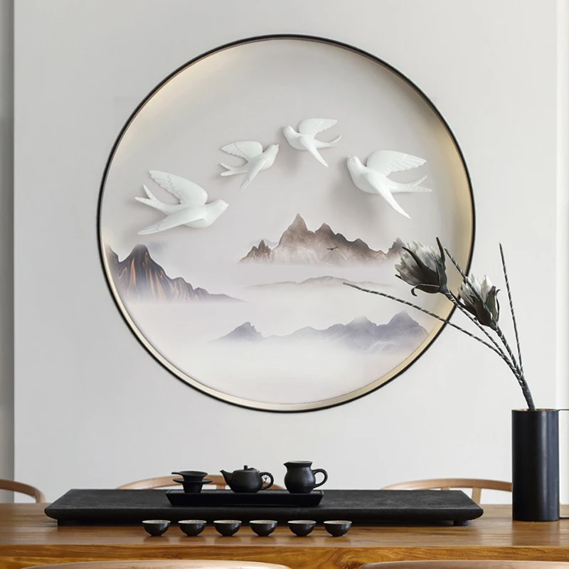 Resin 3d Swallow Birds Figurine Wall Stickers Home Decor Accessories For Living Room Home Decoration Stickers Wall Decoration