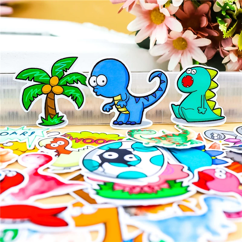 34 Pcs/lot Cartoon Dinosaur Life Decorative Paper Sticker Decal For Phone Car Laptop Album Diary Backpack Kids Toy