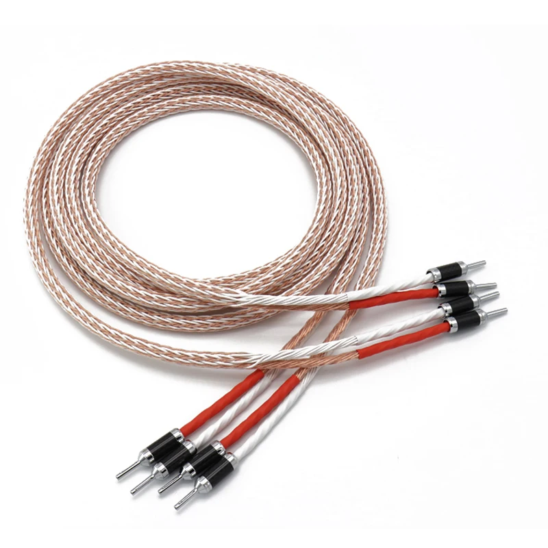 

Pair 8TC Multiple twist cable OCC copper speaker cable with carbon fiber banana plug connector