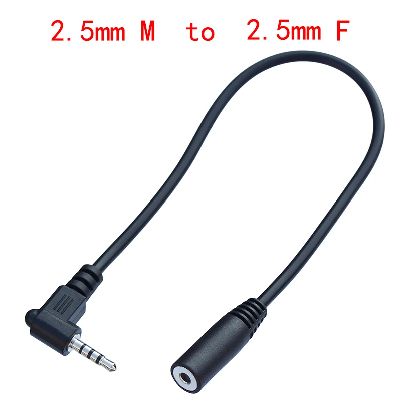 4 polak Stereo 2.5mm mężczyzn do 2.5mm żeńskie gniazdo 90 prostopadły męski na żeński adapter Audio kabel