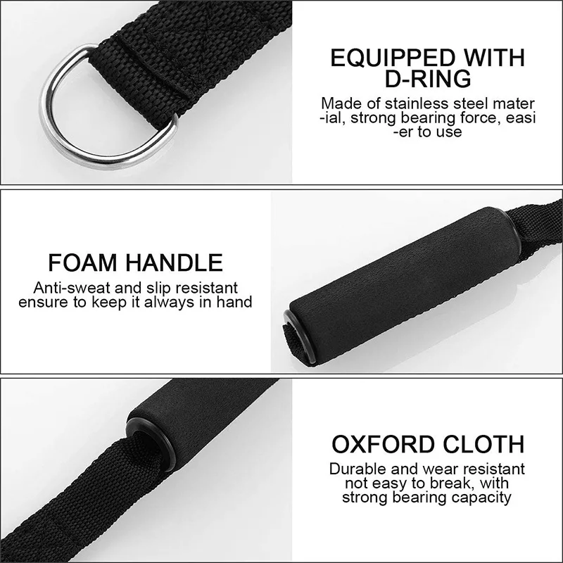 Anti-slip Gym Handle Cable Bar for Fitness Crossover Bar Pulling Workout Lifting Resistance Bands D-ring Pull Rope Handles