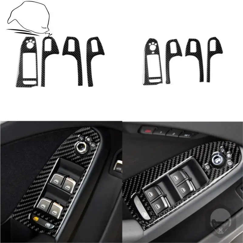 

For Audi A4 B82009-2016 A5 2008-2017 Q5 2009-2017 Carbon Fiber Interior Accessories Trim Button Door Decorative Frame Sticker