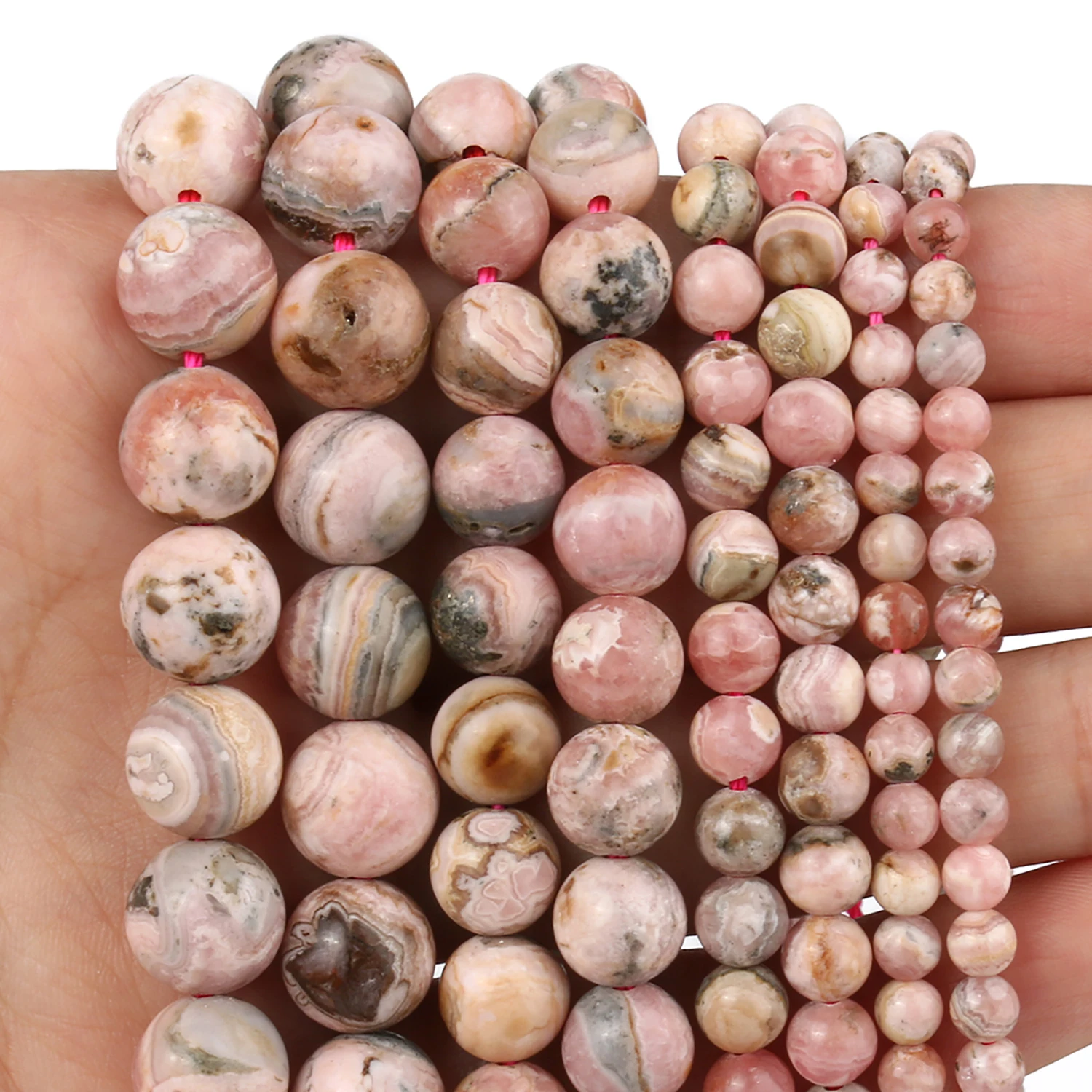 

AAA Natural Stone Argentina Rhodochrosite Round Beads for Jewelry Making Bracelets Needlework DIY Accessories 4 6 8 10mm 7.5''