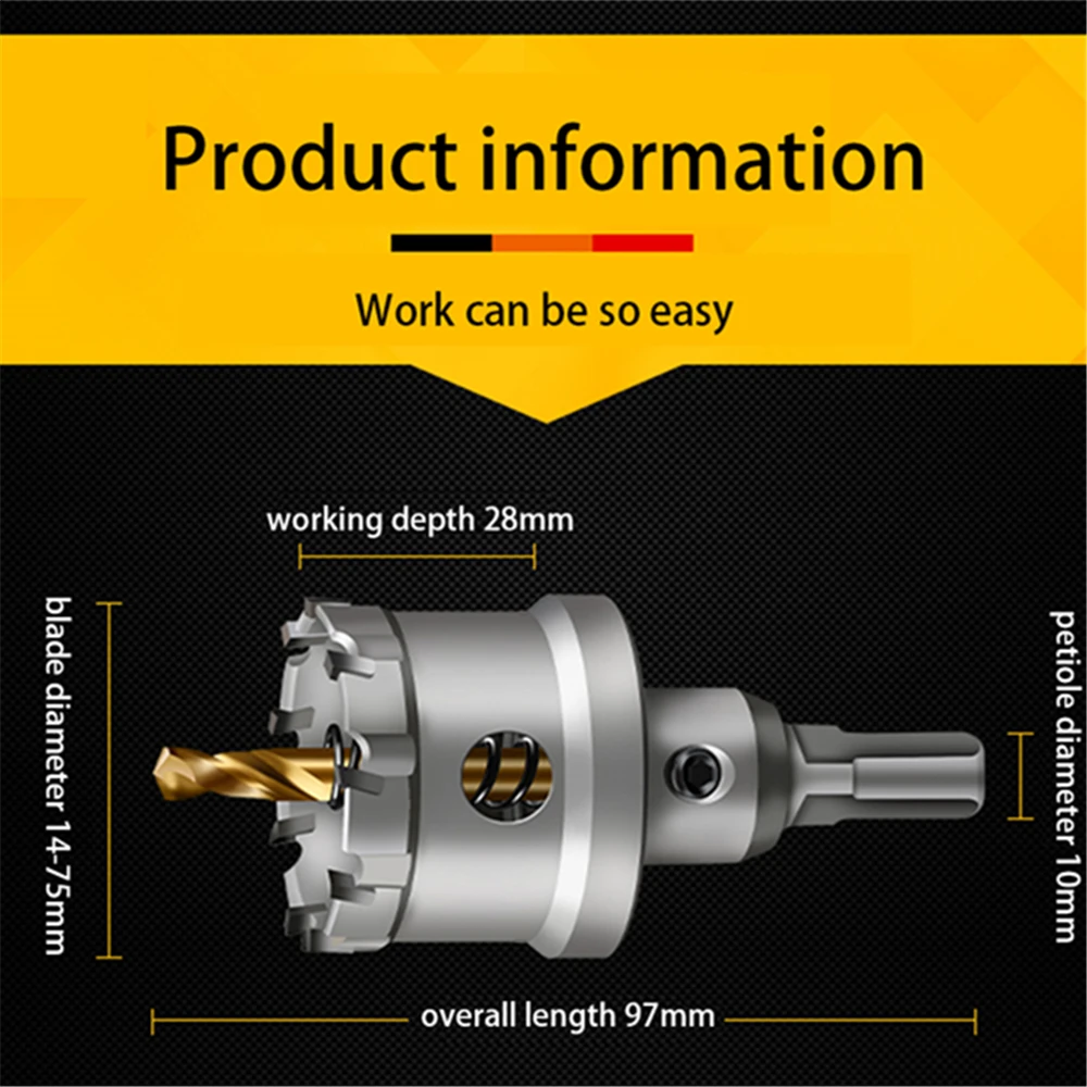 1pc agujero broca de sierra Carburo de aleación de acero cortador de acero inoxidable de corte de madera de hierro núcleo metálico broca Broca de Metal