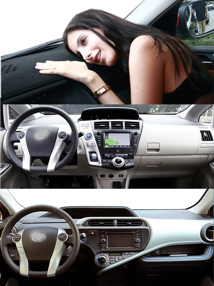 For Toyota Prius V/C Excel Plus NHP10 MK1 Dashmat Dashboard Cover Instrument Panel Sunscreen Insulation Pad Anti-Dirt Ornaments