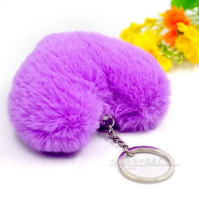 Pompom fofo chaveiro presentes para as mulheres macio coração forma pompon falso coelho chaveiro bola acessórios do carro chaveiro