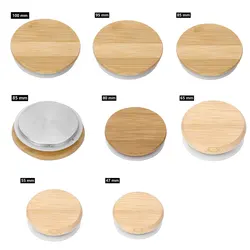 47-100mm Bamboo Caps Lids Reusable Marson Jar Lids Cover with Silicone Seal for Small/Regular/Wide Mouth Canning Jar Glass Lids