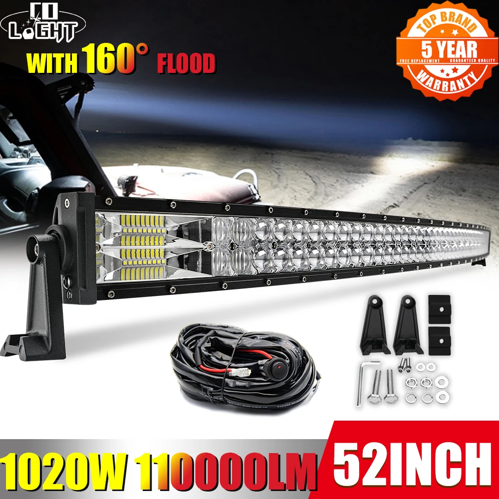 

CO LIGHT 2-Rows Super Bright 52" Offroad Led Light Bar Car 110000LM Spot Flood Combo Beam Led Bar for Driving Lada Niva Tractor