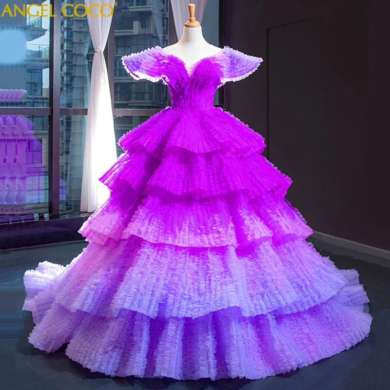 

Gorgeous Evening Powder Light Purple Deep Purple High Quality Luxury Ball Gown Robe De Soiree Maternity Abendkleider Sukienki