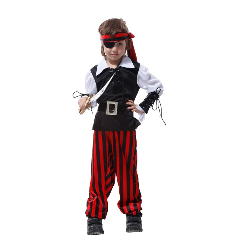 One Eye Boys Cutthroat Pirate Costume for Kids Halloween Purim Party Carnival Cosplay Dress Up