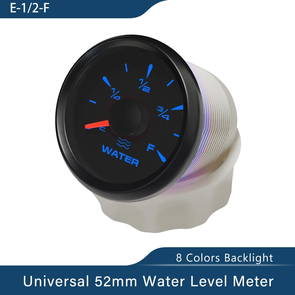 

ELING Water Level Gauge 52mm Signal Adjustable 0-190ohm 240-33ohm with 8 Colors Backlights for Car Boat Yacht Universal 9-32V