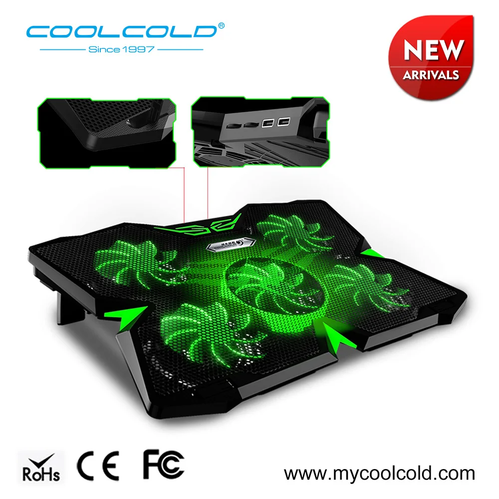 PADS COOLCOLD di Gioco Del Computer Portatile del dispositivo di Raffreddamento di Raffreddamento Pad Di Raffreddamento con 5 LED Ventole per 12-17 Del Computer Portatile