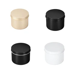 100ml Aluminum Tins Black Round Metal Tin Box Golden Tea Cans White Cream Jar Storage Container for Candle Cosmetics Balm Wax