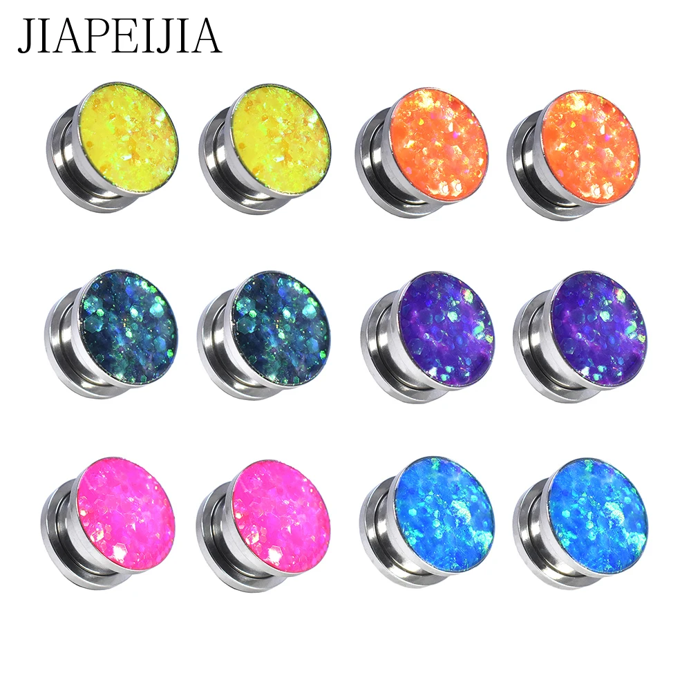 Colorful Stainless Steel Screw Fit Ear Tunnel Plug Gauge Ear Stretching Jewelry (4mm to 30mm)