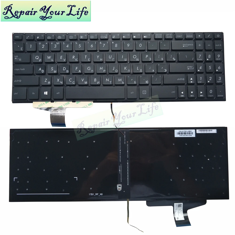 US angielski rosyjski Latin podświetlana klawiatura dla Asus VivoBook X580VD N580V X580 N580 RU LA klawiatura laptopa 0 knb0 5600RU00