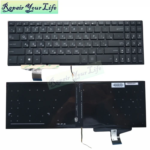 Teclado retroiluminado para portátil Asus VivoBook X580VD, N580V, X580, N580, RU, 0KNB0, 5600RU00, inglés, latino y ruso