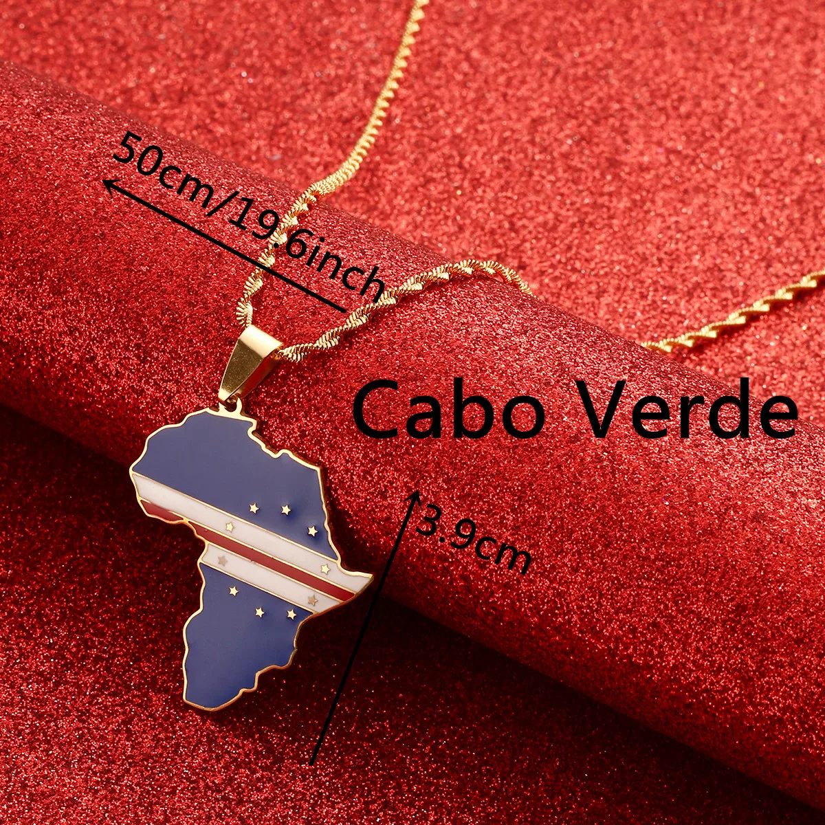 Africa Map & Cabo Verde Map Pendant Necklaces Gold Color Jewelry Map African Map Gift