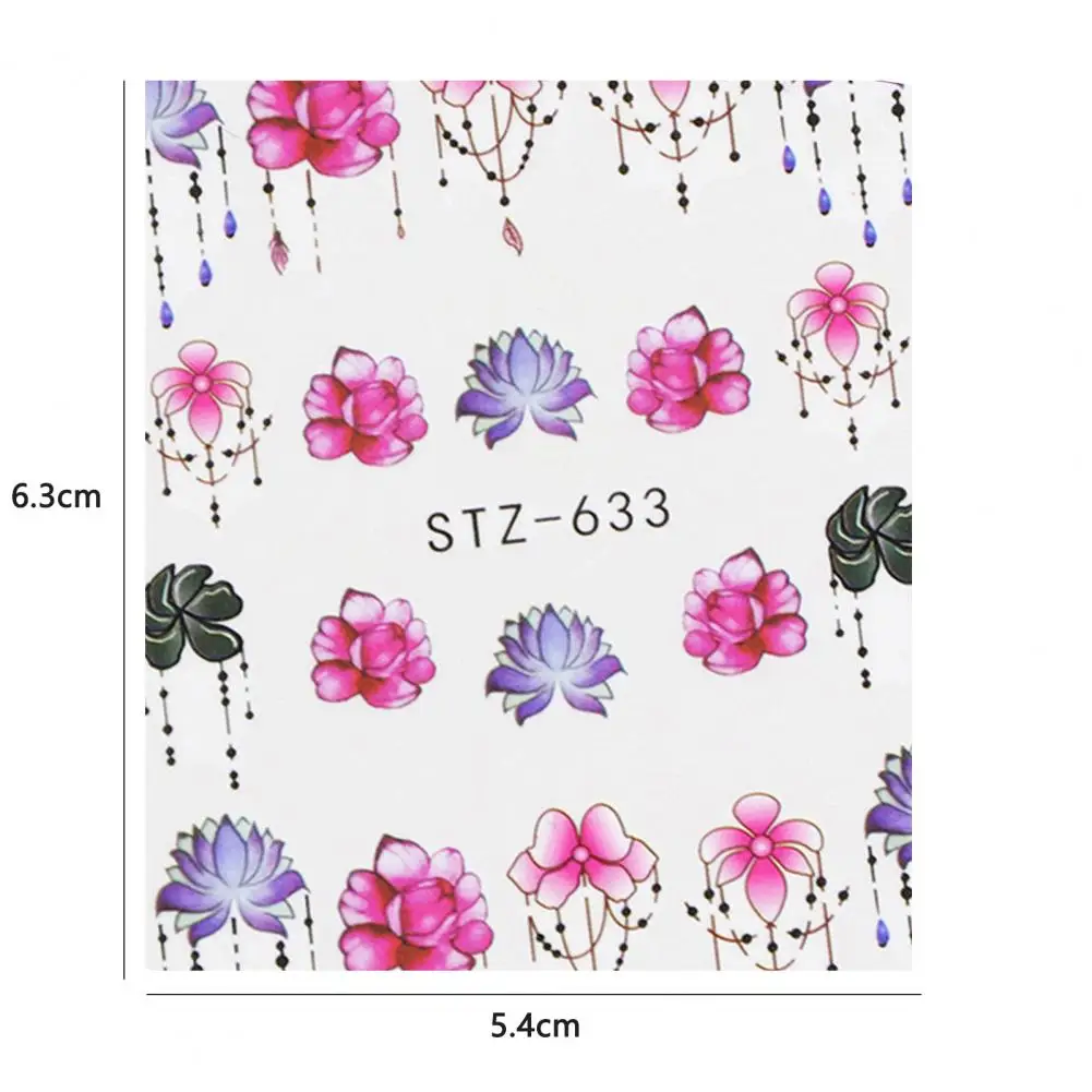 Black Lines Flower Leaves Water Decals Stickers Floral Face Marble Pattern Slider For Nails Summer Nail Art Decoration