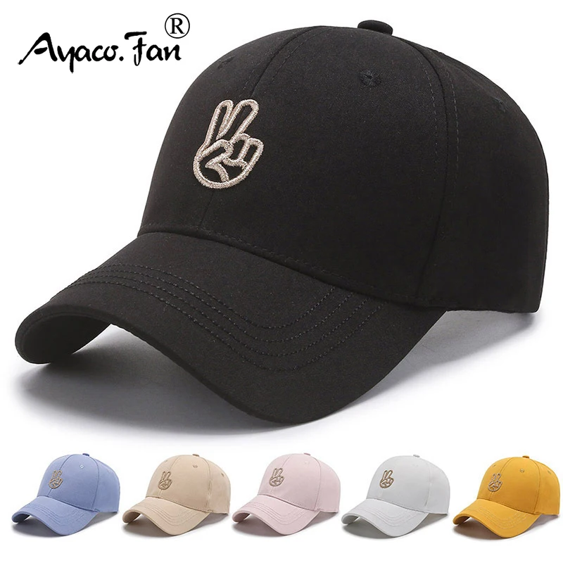 Summer Women Men Embroidered Cute Gesture Baseball Cap Solid Snapback Sunhat Outdoor Fishing Hip Hop Baseball Hats Casquette