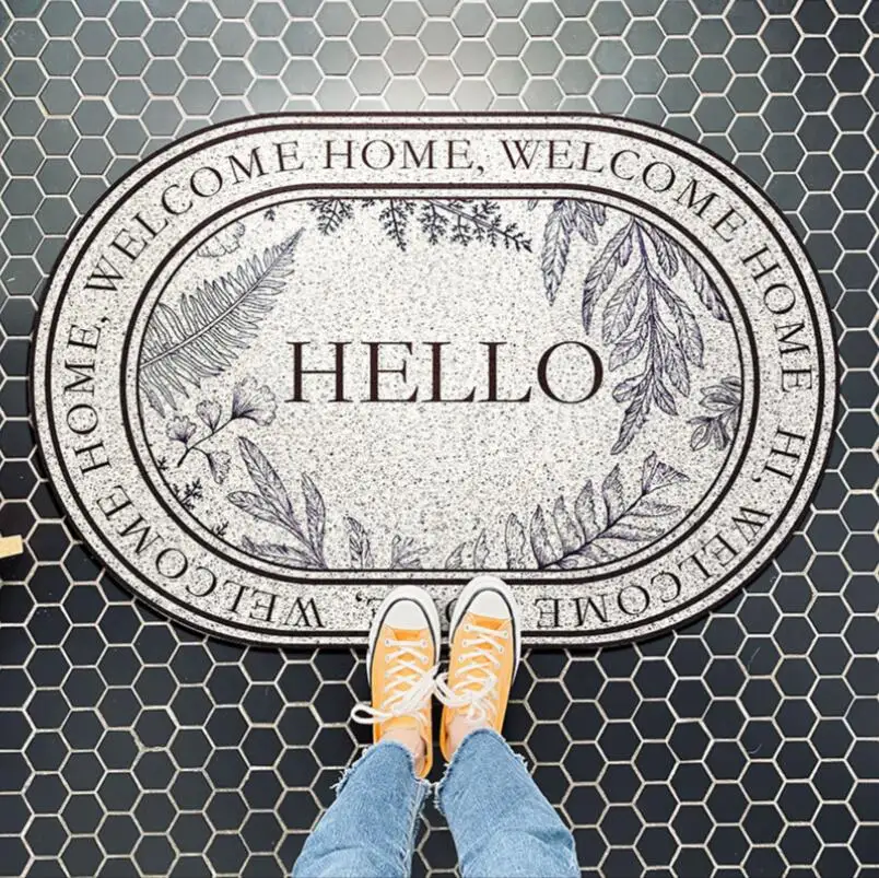 Nordic British Door Mats Anti-slip PVC Silk Loop Door Mat Silk Ring Entrance Carpets Non-slip Waterproof Rug Kitchen Mat Custom