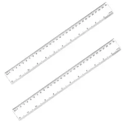 2 Pack 12 Inches Clear Plastic Ruler Straight Ruler Plastic Measuring Tool for Student School Office