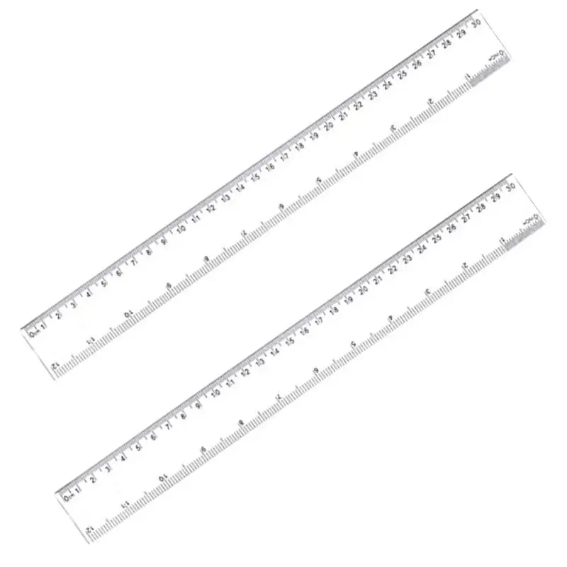 2 Pack 12 Inches Clear Plastic Ruler Straight Ruler Plastic Measuring Tool for Student School Office 