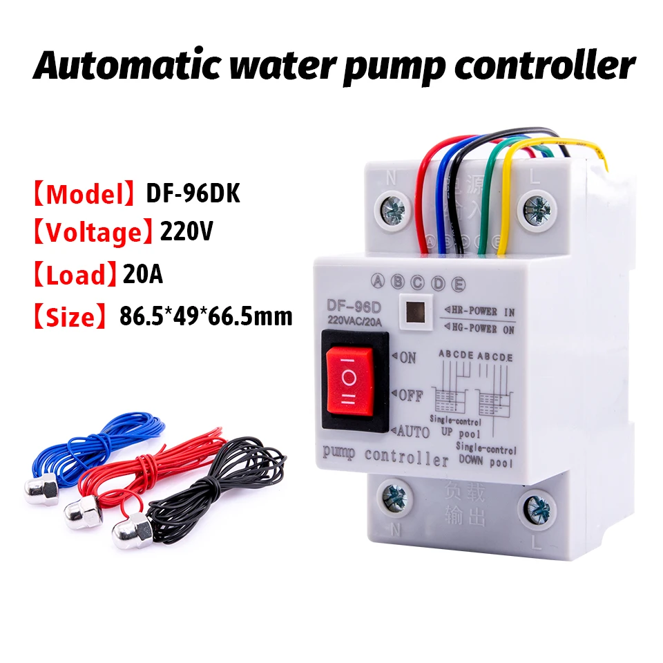 DF-96D/DK A/B Automatic Water Level Controller Switch 20A 220V Water tank Liquid Level Detection Sensor Water Pump Controller