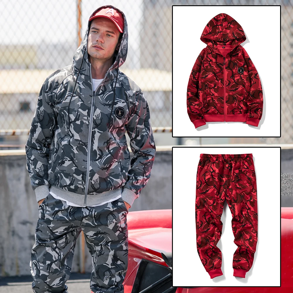 

Men Camouflage Tracksuit Set 2021 Brand New Sweat Suit Men Sweatshirts Sweatpants Sportswear Clothing Male Casual Jogger Sets