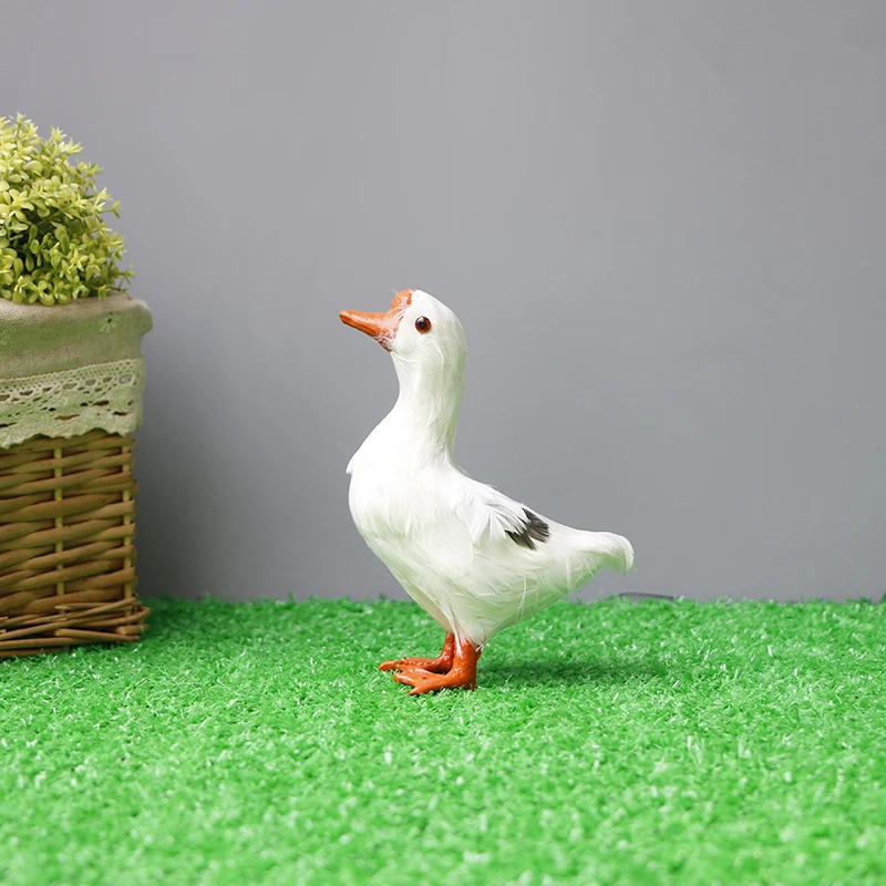 Realistic White Goose Toy Feather Material Lifelike Poultry Animal Miniature Figurines Outdoor Garden Decor Photography Props