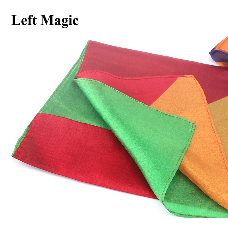 Four-Color Rainbow Stripes Scarf  Magic Tricks 45X45cm / 90X90mm Silk Cane Magic Stage Magic Tricks Fun Accessories Illusions