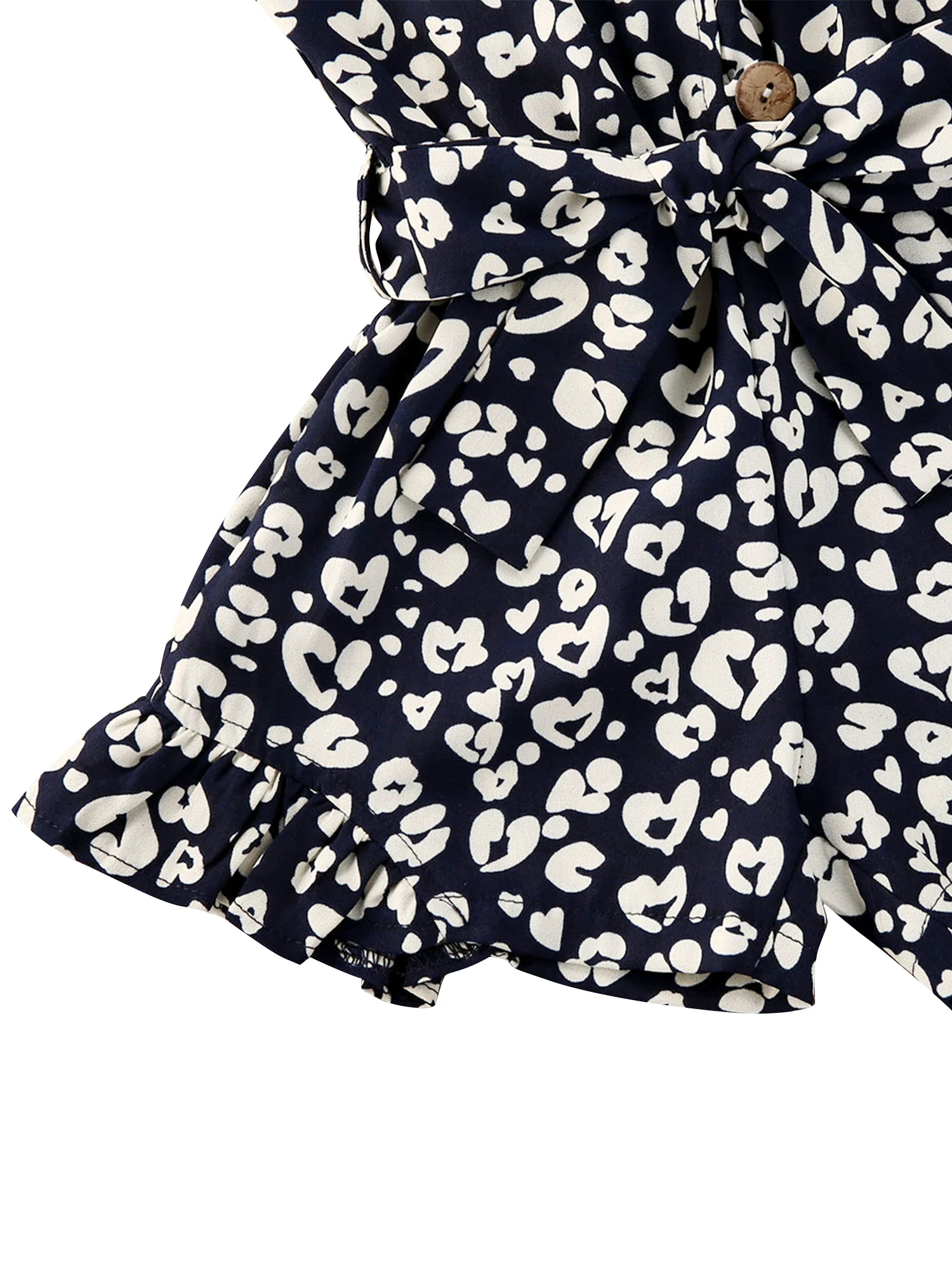 Kleinkind Baby Mädchen Leoparden muster Stram pler Säugling lässig V-Ausschnitt ärmellose Hosenträger kurzen Overall Kinder Sommerkleid ung