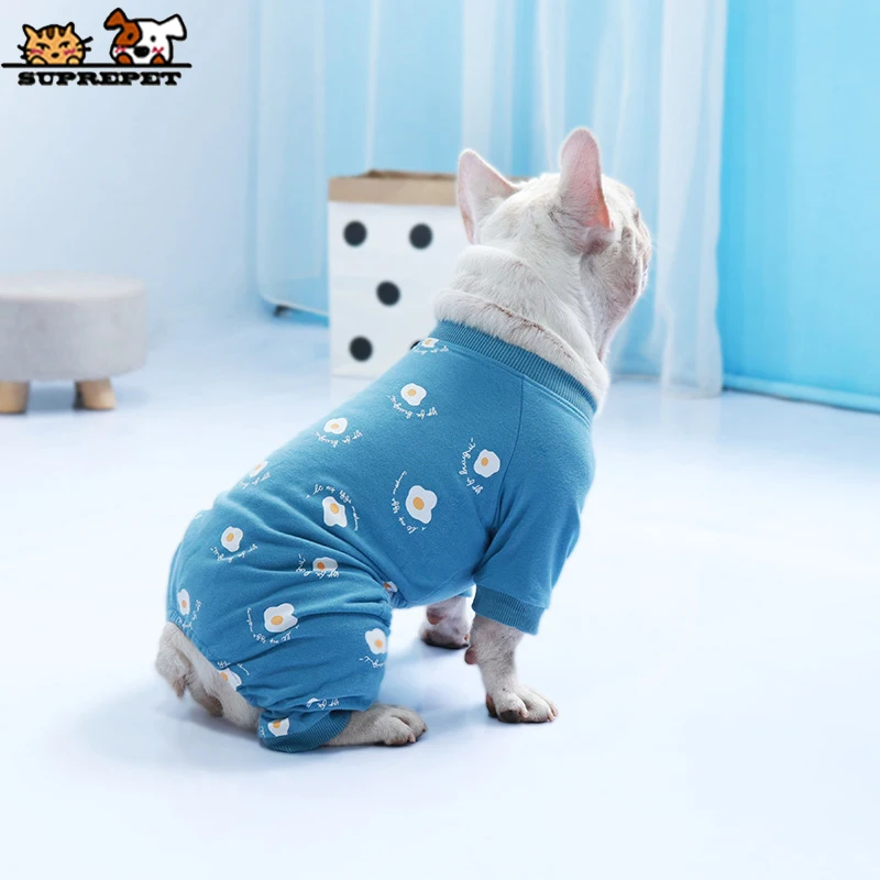 SUPREPET คลาสสิกน่ารักลูกสุนัขเสื้อผ้า4ฟุตสำหรับสุนัข Bulldog ฝรั่งเศสรูปแบบการ์ตูน Jumpsuit สุนัขบ้านสุนัข Pug Dog hoodie