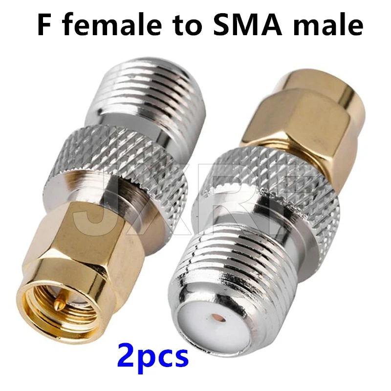 JXRF Connector 2pcs RF coaxial coax adapter F Type Female Jack to SMA Male Plug Straight F connector to SMA Connector