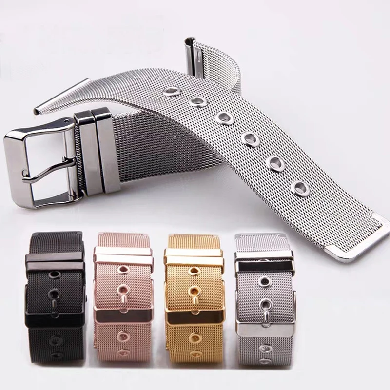 Stainless Steel Watch Band,14/16/18/20/22/24mm Loop Strap,Universal Adjustable Writst Belt