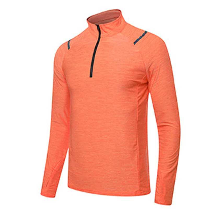 Summer Quick Dry Elastic Running Shirts Men Women 1/4 Zipper Long Sleeve T-Shirt Gym Fitness Workout Sportswear Tops Customize