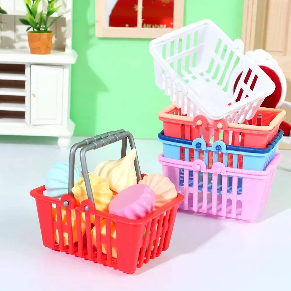 Mini Shopping Basket For Doll House Food Basket Supermarket Shopping Toy Miniature Furniture Model Props Doll Accessories