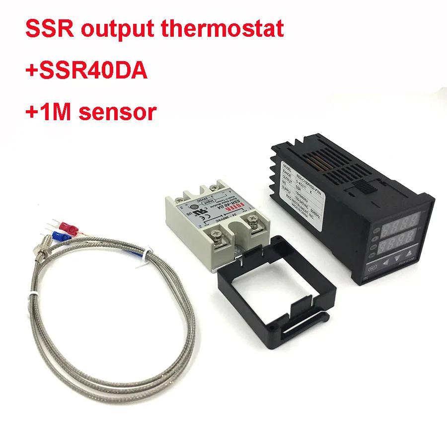 REX-C100 Digital PID Temperature Controller Thermostat Relay/SSR Output 1300C  K Type Thermocouple Probe Sensor Radiator SSR40DA