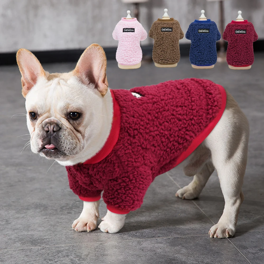 Soft Dog Clothes Coat Polar Fleece Autumn Winter Pet Clothing French Bulldog Clothes Vest Jacket For Small Medium Dogs Cats Pug